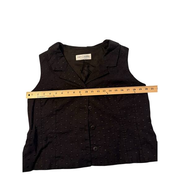 Sara Campbell Petites Black Textured Linen Button Front Vest Women’s Small - Picture 3 of 6